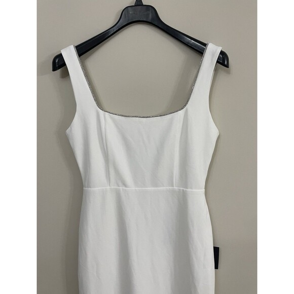 Lulus White Rhinestone Square Neck Backless Maxi Dress NWT Size L - Picture 12 of 12